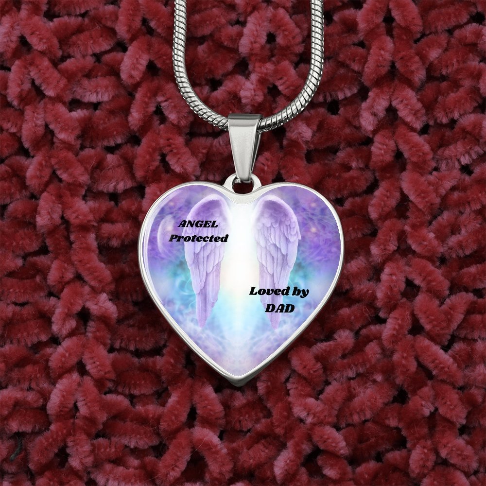 Heart Necklace Angel Protected Loved by Dad - giftingstop
